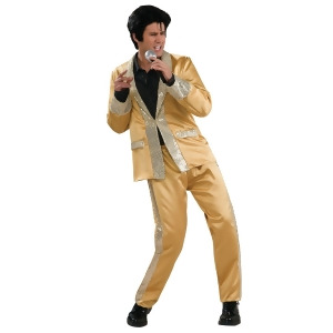 Men's Deluxe Elvis Gold Satin Costume - SMALL