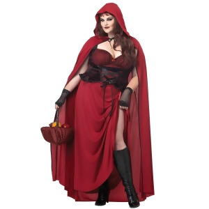 Adult Dark Red Riding Hood Curvy Costume - 1X