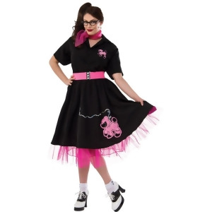 50'S Black and Pink Poodle Costume For Adults - X-LARGE