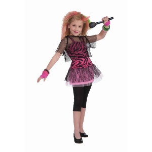 80S Rock Star Girl's Costume - SMALL