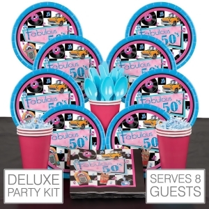 Fabulous 50's Party Deluxe Tableware Kit Serves 8 - All