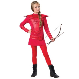 Tween Red Warrior Huntress Costume for Kids - MEDIUM