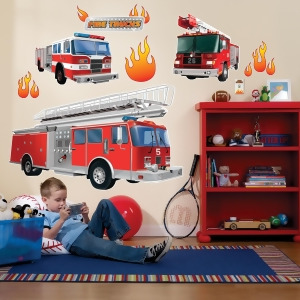 Fire Trucks Giant Wall Decals - All
