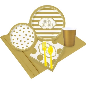 Gold and White Birthday Party Pack for 24 - All