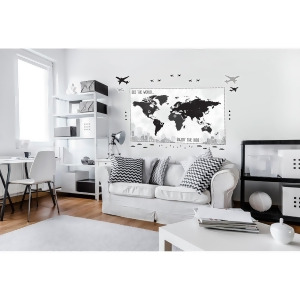 Black White Plaid Map Giant Wall Decal - All