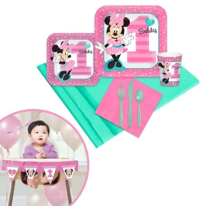 Minnie Mouse 1st Birthday Tableware High Chair Kit - All