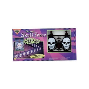 Light Up Gothic Skull Fence 2 piece - All