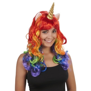 Rainbow Unicorn Adult Wig - All