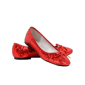 Red Glitter Star Flat Adult Shoes - Size 10