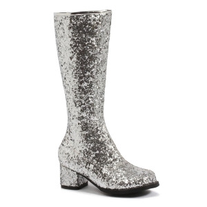 Kids Silver Glitter Gogo Boots - Large