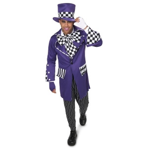 Black and Purple Gothic Mad Hatter Adult Costume - Large