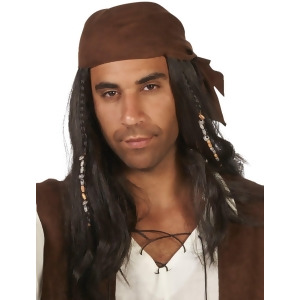 Brown Pirate with Beads Adult Wig - All