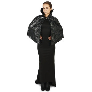 Black Foil Print Spiderweb Adult Capelet One Size - All