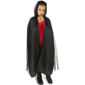 Hooded Lined Black Mesh Child Cape - All