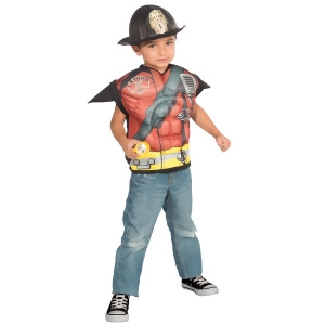 Boys Fire Fighter Deluxe Muscle Chest Shirt Set - All