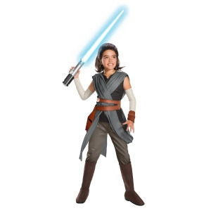 Star Wars Episode Viii The Last Jedi Super Deluxe Girl's Rey Costume - SMALL