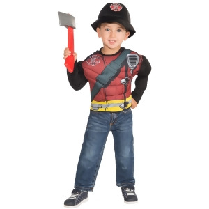 Boys Fire Fighter Muscle Chest Shirt Set - All