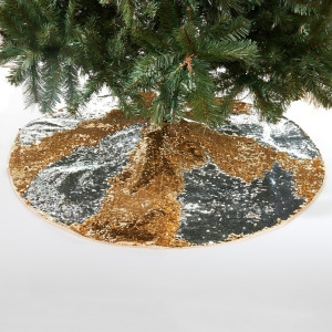 Gold Silver Reversible Sequin Tree Skirt - All