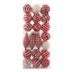 Red White Assorted Ornament Set 42 - All