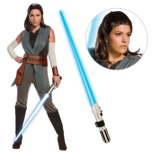 Star Wars Episode Viii The Last Jedi Women's Deluxe Rey Costume with Wig and Lightsaber - All