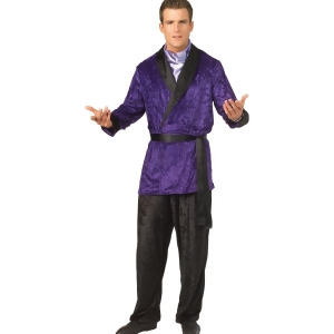 Mens Playboy Purple Smoking Jacket - LARGE