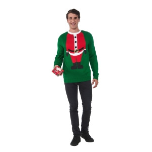 Men's Santa Head Christmas Sweater - Medium