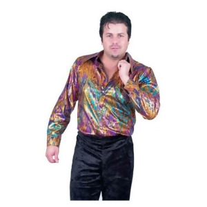 Men's Plus Disco Multi Rainbow Shirt - 3X