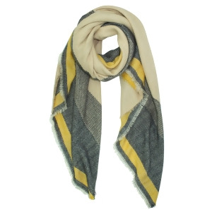 Beige Gray Yellow Oversize Blanket Scarf Wrap - All