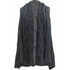 Black Open Knit Versatile Poncho Sweater Vest - All