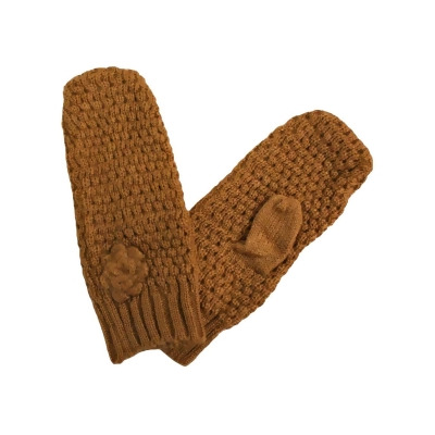 Crochet Knit Mittens With Rosette 