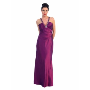 Purple Satin Evening Gown With Rhinestone Top S - All