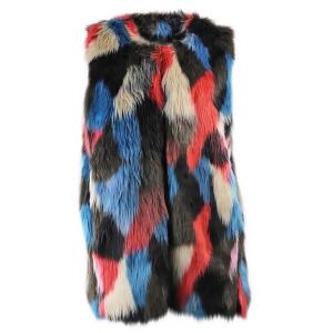 Colorful Plush Sleeveless Faux Fur Vest - All