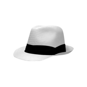 White Toyo Fedora With Black Hat Band - All