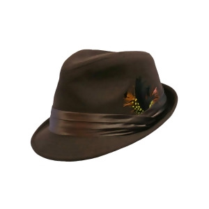 Brown Structured Wool Fedora Hat With Satin Hat Band - All