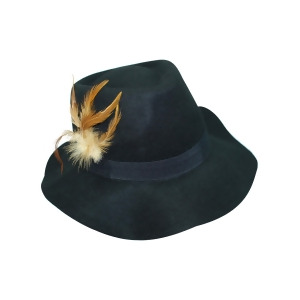 Black Wool Fedora Hat With Feather Hat Band - All