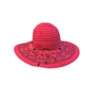 Hot Pink Floppy Hat With Elegant Trim - All