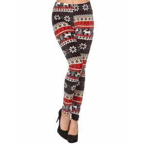 Winter Snowflake Reindeer Print Velour Leggings - All