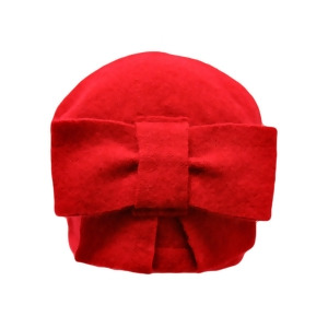 Red Simple Wool Pillbox Hat With Bow - All