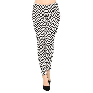 Black White Chevron Velour Leggings - All