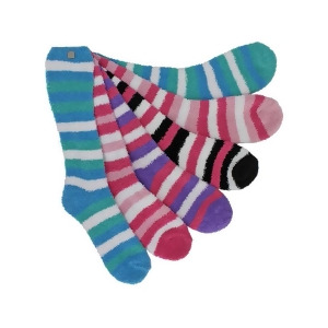 Striped Assorted 6 Pack Knee High Fuzzy Socks - All