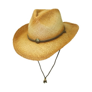 Distressed Classic Straw Cowboy Hat With Chin Cord - All