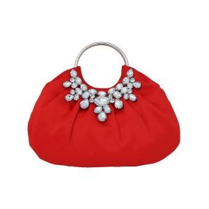 Red Satin Jeweled Evening Clutch Bag - All