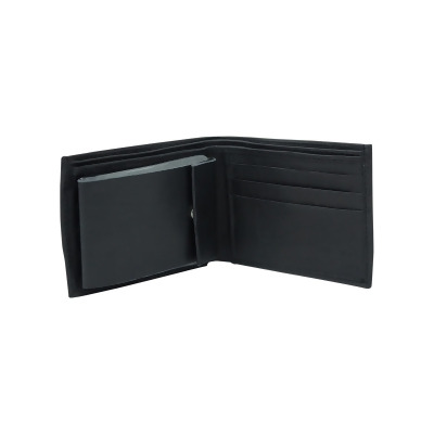 Black Leather Mens Wallet With Snap Picture Pocket 
