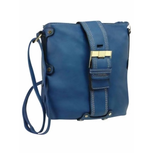 Navy Blue Crossbody Bag With Big Gold Buckle - All