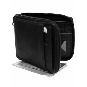 Leather Mens Zipper Wallet With Photo Coin & Cc Slots