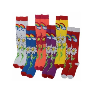 Daisies Rainbows Crazy 6-Pack Womens Knee High Socks - All