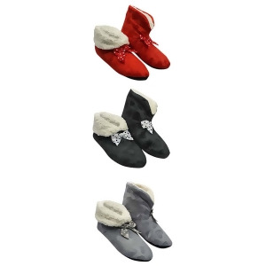 Black Red & Gray Hearts Plush Fleece Lined Slippers 3 Pack