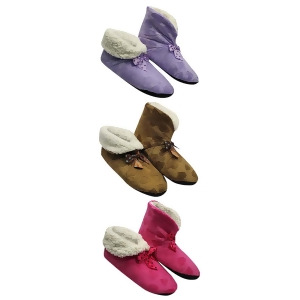 Pink Purple Brown Hearts Plush Fleece Lined Slippers 3 Pack - All