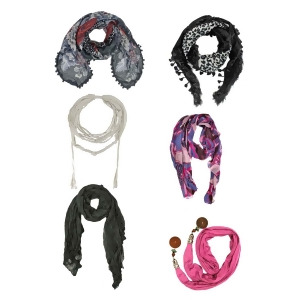 Multicolor Fashion Scarf Collection 6-Pack Bundle - All