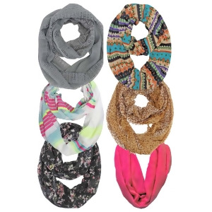 Various Styles 6-Pack Set Eternity Circle Scarf Collection - All